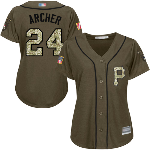 Pirates #24 Chris Archer Green Salute to Service Women's Stitched MLB Jersey